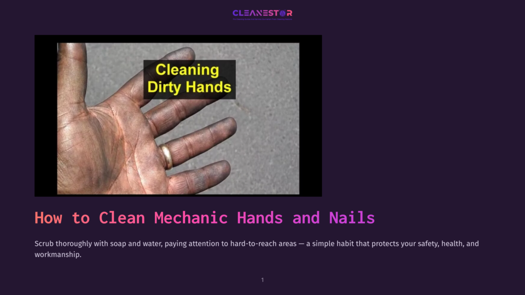 1 How To Clean Mechanic Hands And Nails Close-Up Of A Mechanic'S Dirty Hands With Grease And Grime Embedded Under The Fingernails, Text Overlay Reads &Quot;Cleaning Dirty Hands&Quot;.
