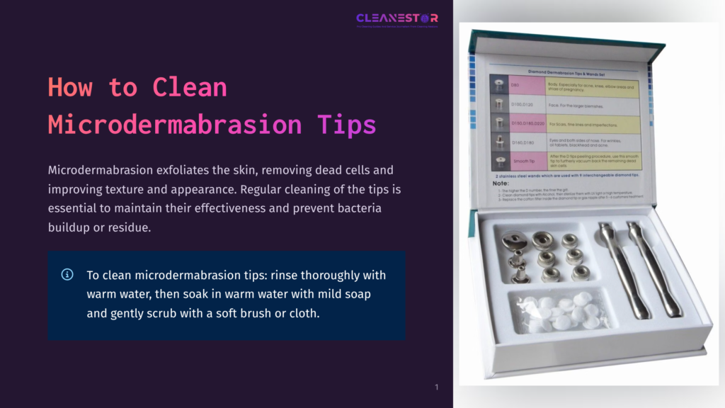 An Open Box Of Diamond Microdermabrasion Tips In Various Sizes, With Instructions For Use And Maintenance Displayed On The Insert.