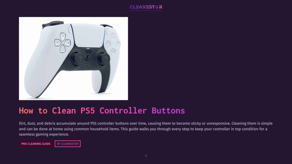1 How To Clean Ps5 Controller Buttons A White And Black Ps5 Controller With Buttons In The Center, A Touchpad On The Left, And Two Sticks On The Right Side. It'S Placed On A Plain, Dark Background.
