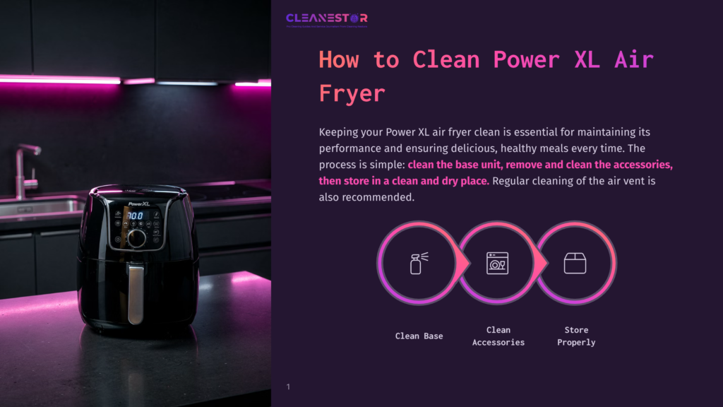 1 How To Clean Power Xl Air Fryer Cleanestor Power Xl Air Fryer On A Dark Countertop, With A Digital Display Showing 70.0. The Background Features A Modern Kitchen With Purple Led Lighting.