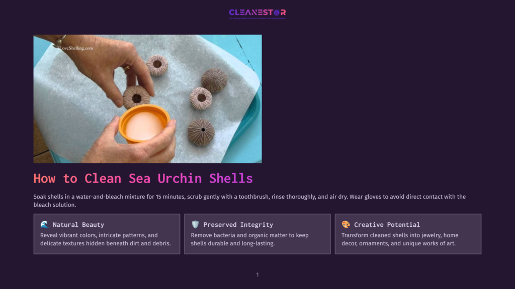 1 How To Clean Sea Urchin Shells Hands Carefully Arranging Small, Spiky Sea Urchin Shells On A White Paper Towel, Preparing Them For Cleaning And Preservation.
