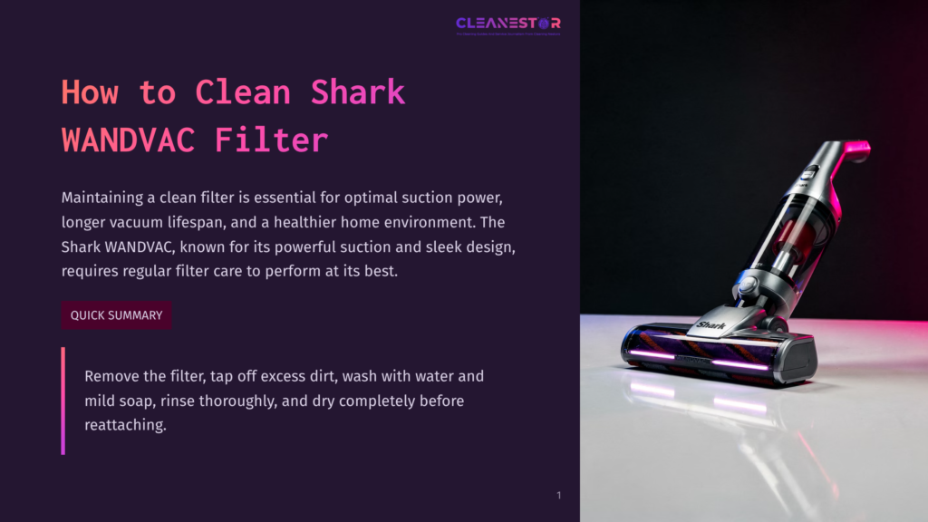 Shark Wandvac Filter Cleaning Instructions With A Sleek Shark Wandvac Vacuum Cleaner Displayed On A Dark, Reflective Surface With Dramatic Lighting.