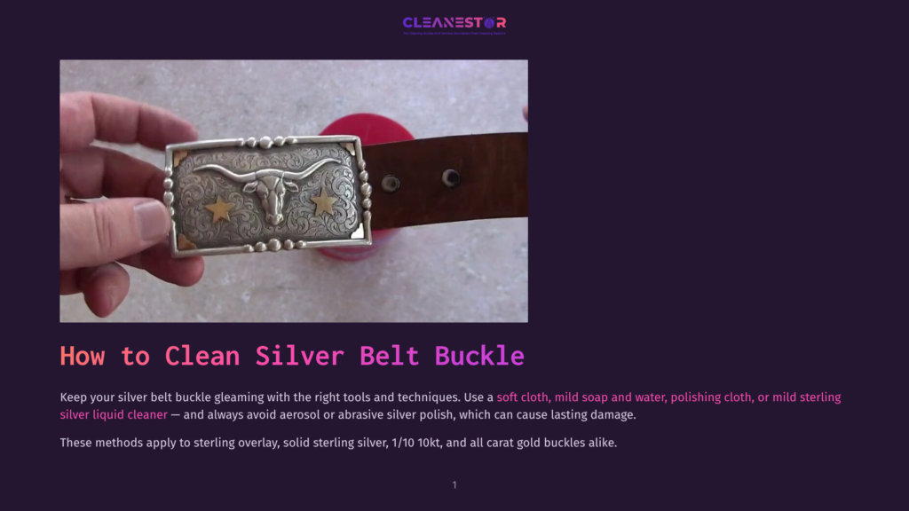 1 How To Clean Silver Belt Buckle Close-Up Of A Hand Holding A Silver Belt Buckle With A Longhorn Steer Design, Ready For Cleaning With A Soft Cloth And Mild Soap.