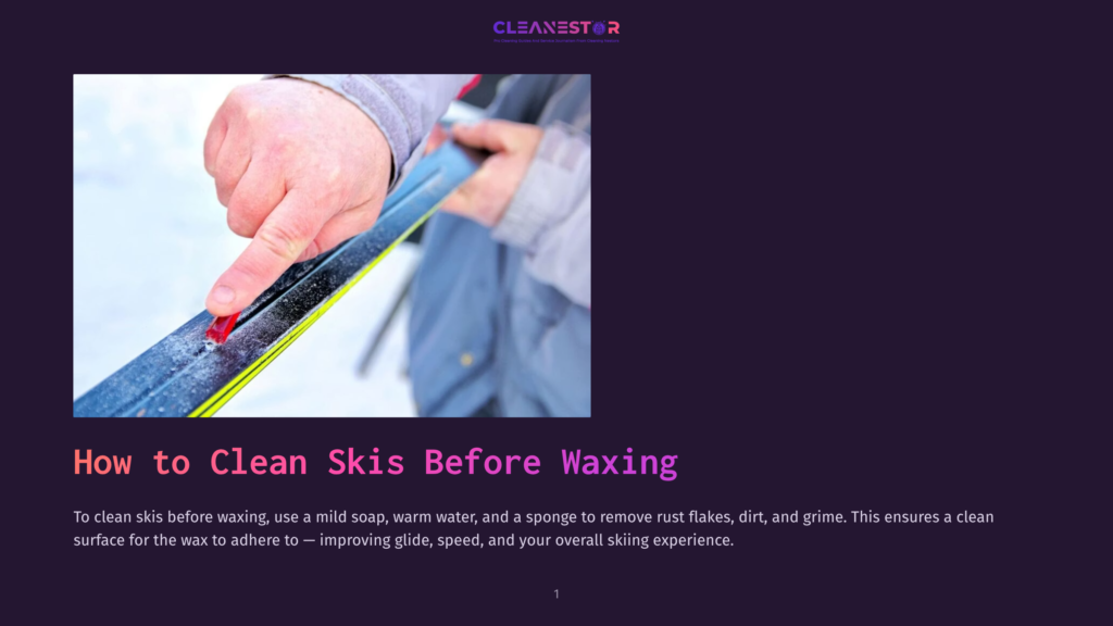 1 How To Clean Skis Before Waxing Close-Up Of A Gloved Hand Applying Red Ski Wax To A Yellow And Black Ski Edge, Preparing Skis For Waxing To Improve Glide And Speed.