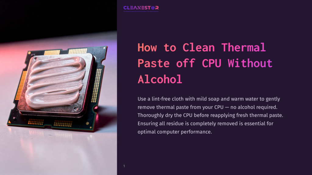 A Close-Up View Of A Cpu Chip With A White Substance, Possibly Thermal Paste, On Its Surface Against A Dark Purple Background.
