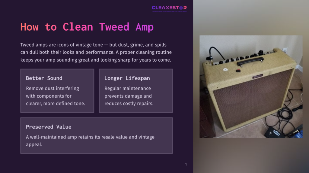 A Vintage Tweed Amplifier, A Fender-Style Combo Amp, Sits On A Wooden Floor, Showcasing Its Iconic Tan Covering, Brown Speaker Grille, And Control Knobs. The Amp Is Unplugged, With Cables Visible.
