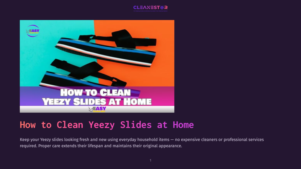 1 How To Clean Yeezy Slides At Home Two Yeezy Slides Are Shown On A Split Background Of Bright Teal And Orange, With Text Overlay That Reads &Quot;How To Clean Yeezy Slides At Home Easy&Quot;.
