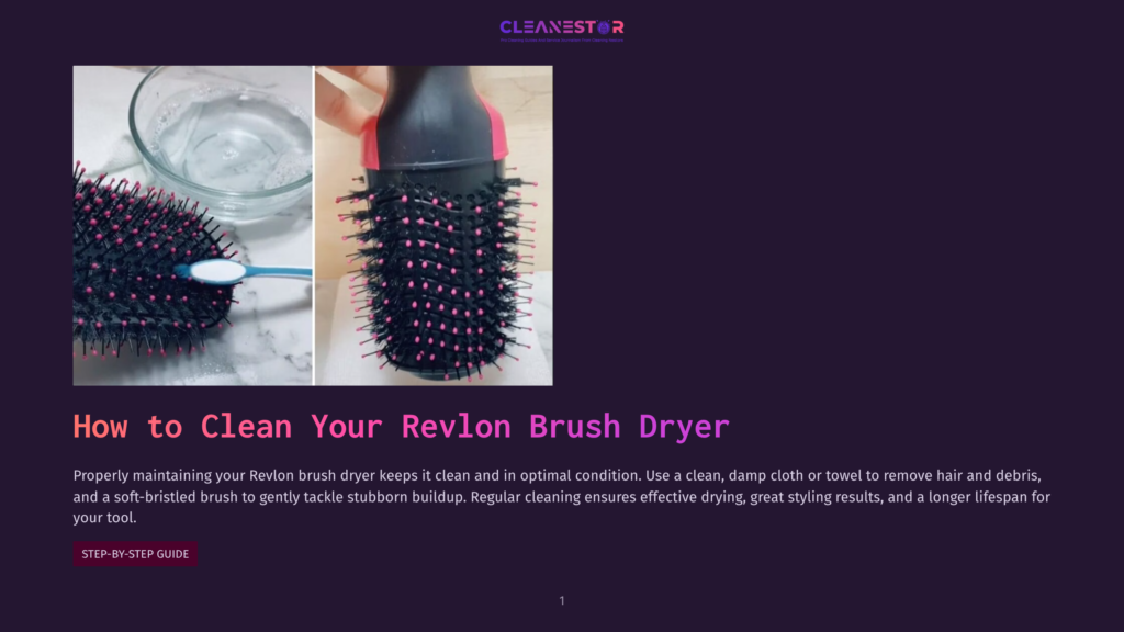 Close-Up Of A Revlon Brush Dryer Being Cleaned With A Toothbrush And Soapy Water In A Bowl, Next To A Clean Brush.