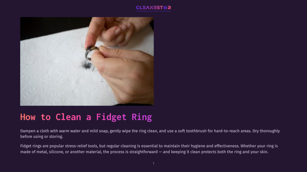 1 How To Clean A Fidget Ring Close-Up Of Hands Cleaning A Silver Fidget Ring With A Toothbrush And Cloth, Showing The Process Of How To Clean A Fidget Ring To Maintain Hygiene And Effectiveness.