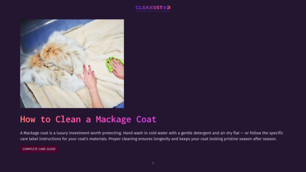 1 How To Clean A Mackage Coat A Person Gently Cleans A Luxurious Mackage Fur Coat With A Green Cloth, Highlighting The Importance Of Proper Cleaning For Luxury Garments.