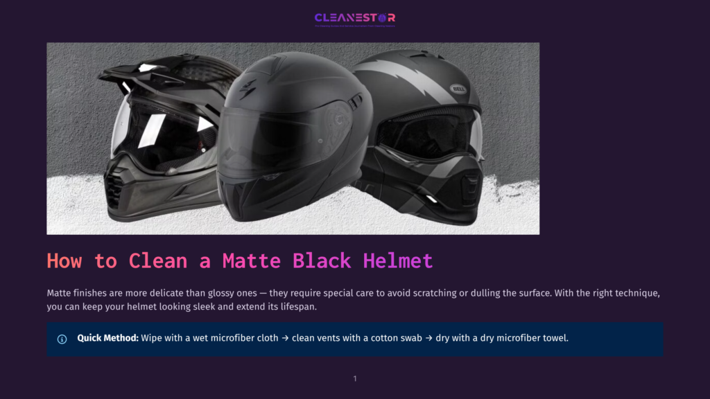 Three Matte Black Motorcycle Helmets With Different Designs Are Displayed On A White Surface, With The Title &Quot;How To Clean A Matte Black Helmet&Quot; Overlaid.