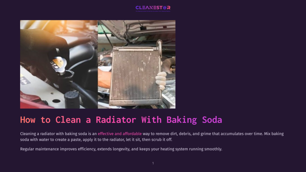 Close-Up Of A Person'S Hands Pouring A White Liquid From A Bottle Into An Engine Radiator, With A Second Image Showing A Clean Car Radiator.