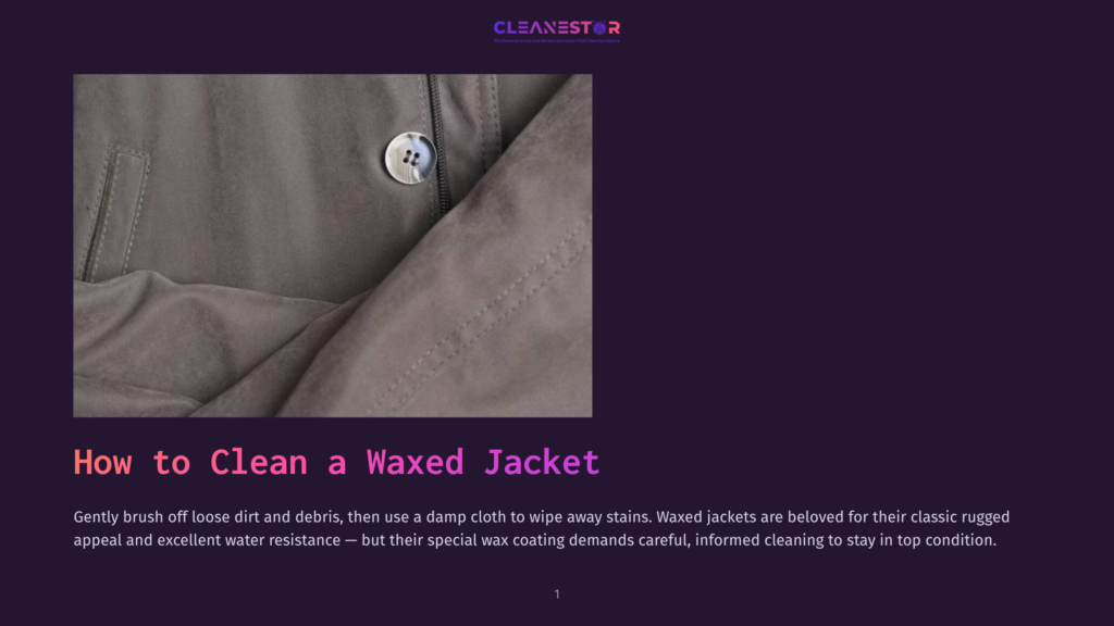 Close-Up Of A Brown Waxed Jacket, Showing Texture And A Large Button. Text Overlay Reads &Quot;How To Clean A Waxed Jacket&Quot;.