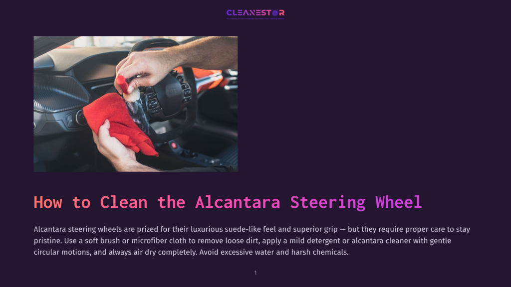 Hands Gently Clean A Luxurious Alcantara Steering Wheel With A Red Microfiber Cloth, Showcasing The Interior Of A High-End Vehicle.