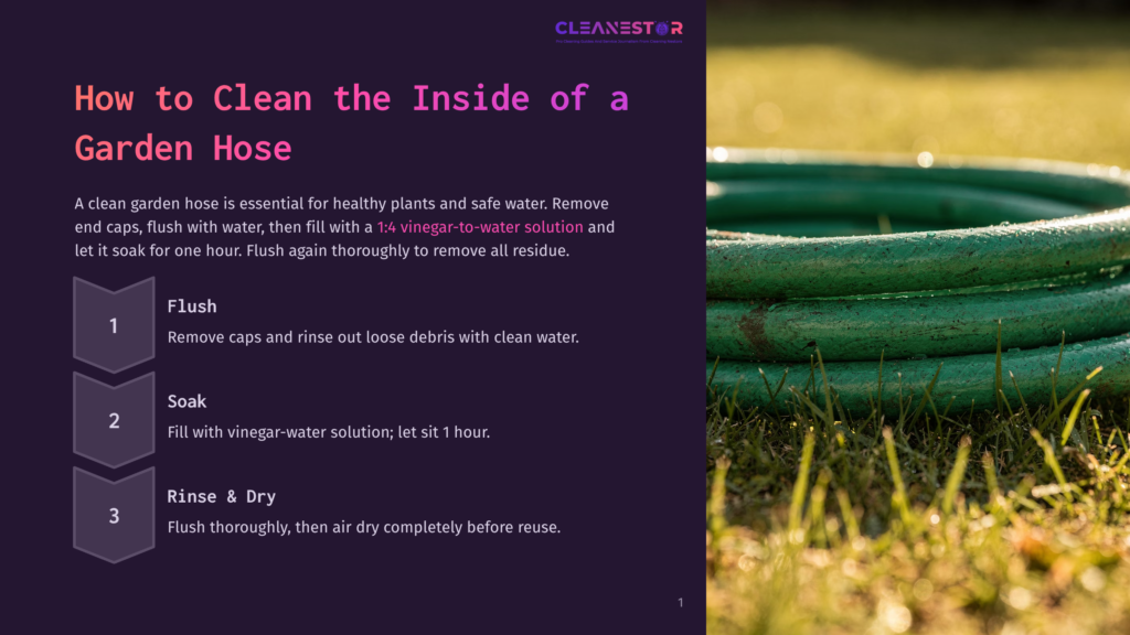 Close-Up Of A Green Garden Hose Coiled On Lush Green Grass, With Water Droplets Visible On The Hose And Blades Of Grass. The Background Is A Sunlit Lawn.