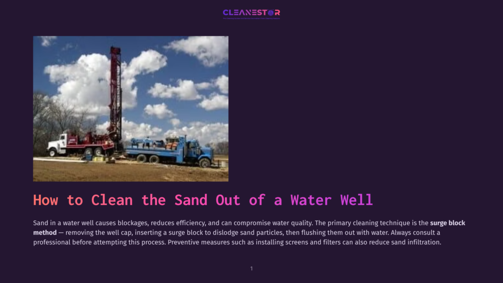 A Large Drilling Rig And Support Trucks Are Set Up In A Field Under A Cloudy Blue Sky, Positioned Next To A Water Well.