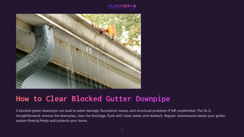 1 How To Clear Blocked Gutter Downpipe Water Overflowing From A Clogged Gutter Downpipe Due To Debris And Leaves, Indicating A Need For Gutter Cleaning And Maintenance To Prevent Home Damage.