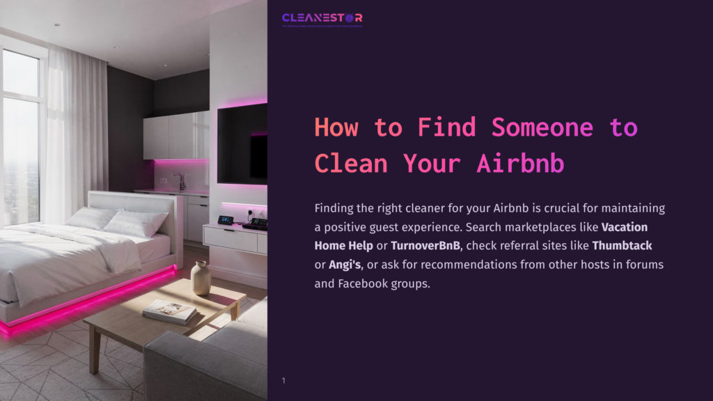 A Modern, Minimalist Airbnb Bedroom With A Plush White Bed, Accented By Vibrant Pink Led Strip Lighting Along The Floor And Headboard. A Light Wood Coffee Table With Books Sits In The Foreground, With A Large Tv And Minimalist Kitchen Cabinets In The Background.