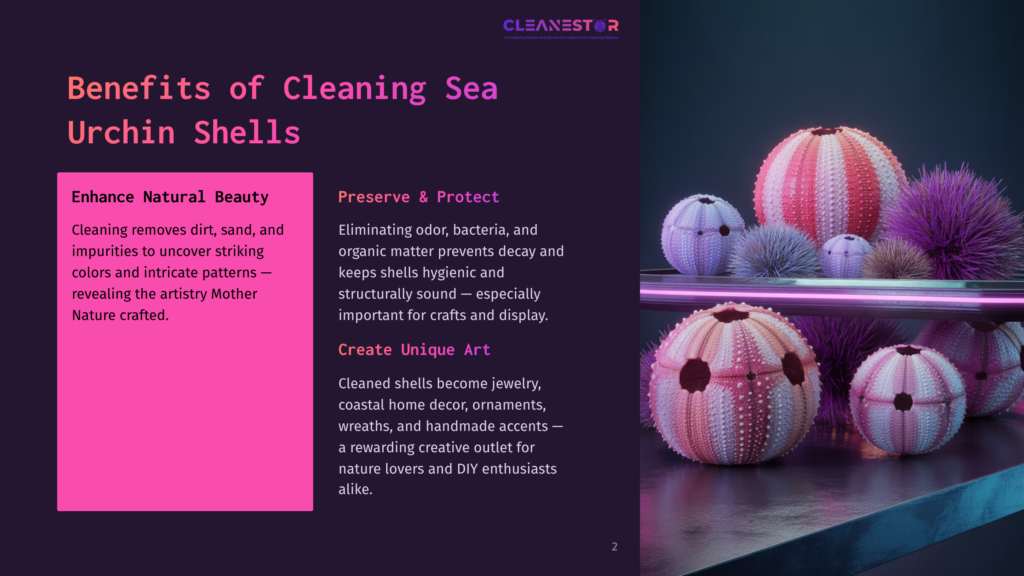 2 Benefits Of Cleaning Sea Urchin Shells Multiple Vibrantly Colored Sea Urchin Shells Neatly Arranged On A Dark Surface, Some With Holes, Showcasing Their Intricate Patterns And Natural Beauty.