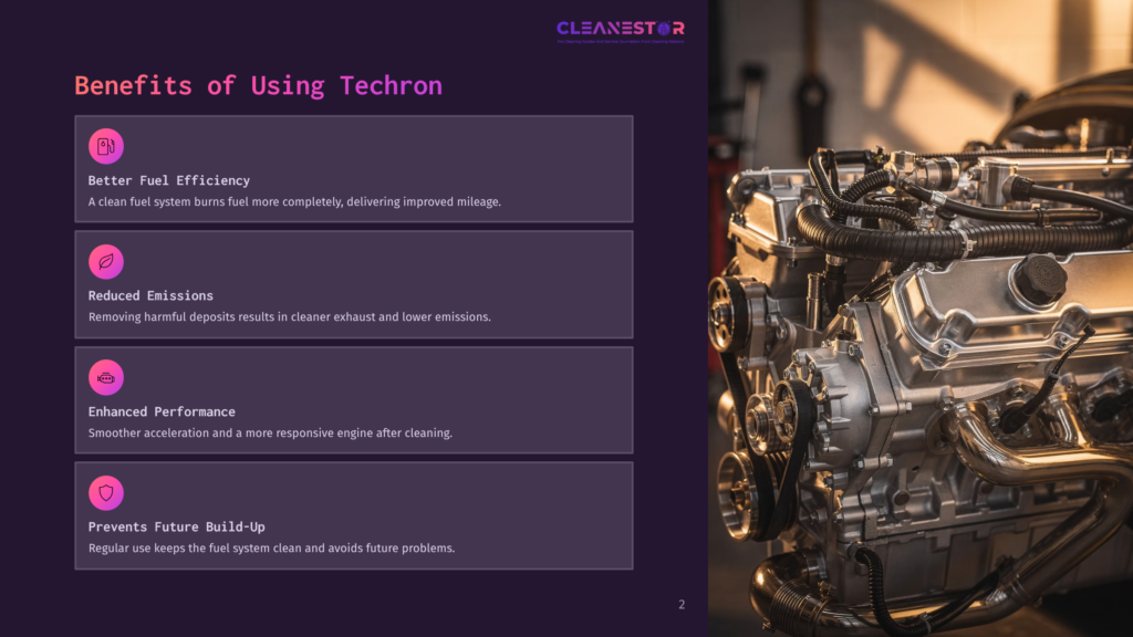 Close-Up Of A Complex, Silver Engine With Intricate Tubing And Wires, Highlighting The Benefits Of Using Techron Fuel System Cleaner: Better Fuel Efficiency, Reduced Emissions, Enhanced Performance, And Preventing Future Build-Up.