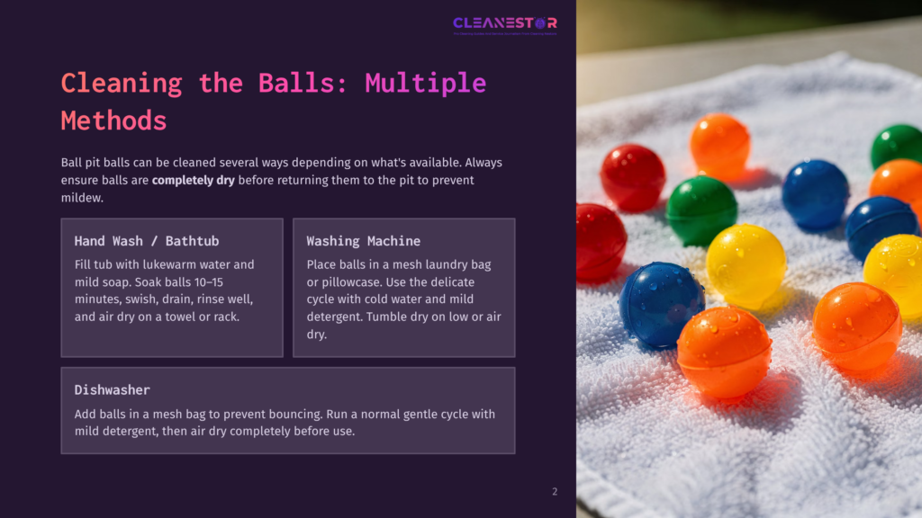 Colorful Plastic Balls In Red, Blue, Orange, Yellow, And Green Rest On A White Terrycloth Towel, Suggesting A Cleaning Or Play Context.