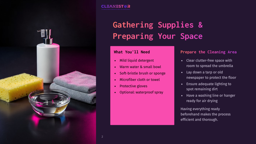 Cleanestor: Gathering Supplies &Amp; Preparing Your Space. A Soap Dispenser, Sponge, Microfiber Cloths, And A Bowl Of Water Are Arranged On A Dark Surface, Ready For Cleaning.