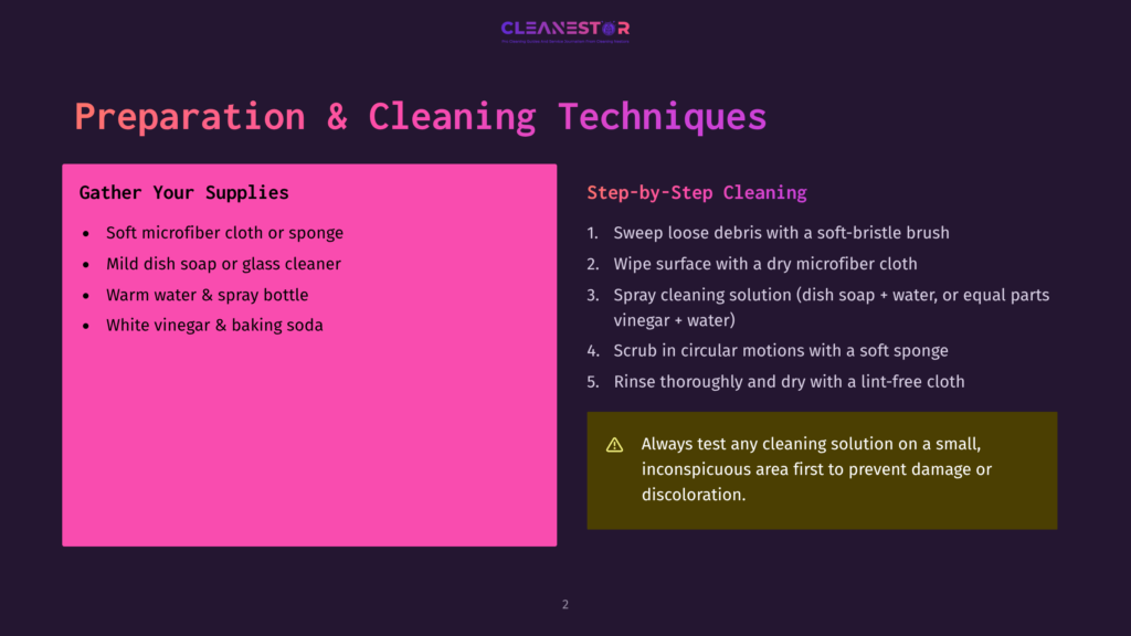 Infographic Showing Preparation And Cleaning Techniques With A List Of Supplies On The Left And Step-By-Step Instructions On The Right.