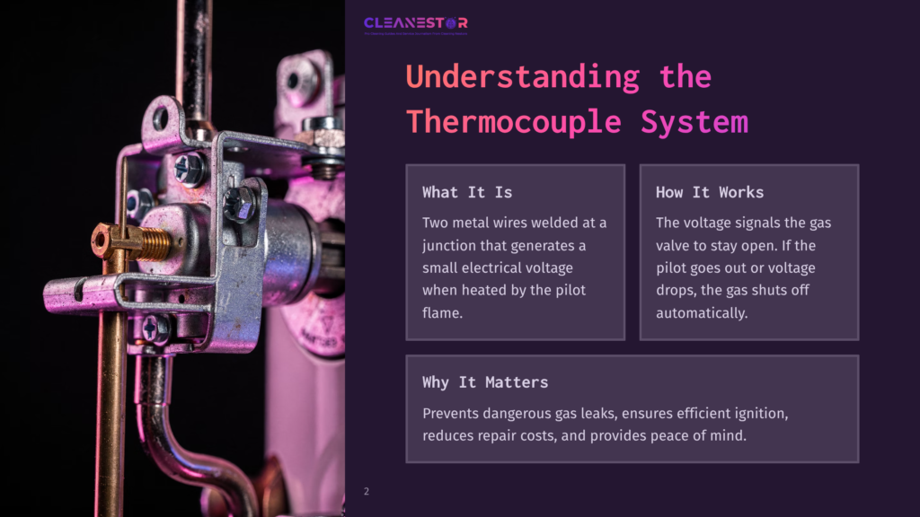 An Image Of A Thermocouple System, Featuring A Purple Background And Text That Explains What It Is, How It Works, And Why It Matters.