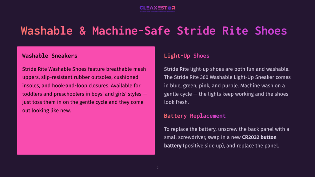 Washable And Machine-Safe Stride Rite Shoes With Vibrant Light-Up Features In Blue, Green, Pink, And Purple.