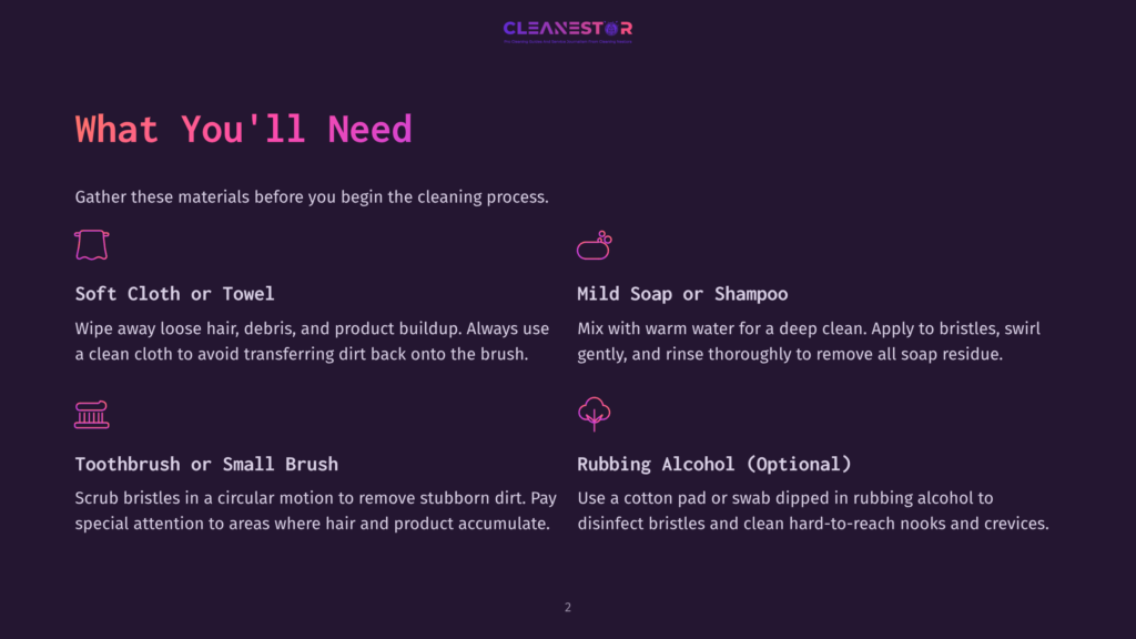 Graphic Illustrating Cleaning Supplies Needed For A Deep Clean: A Soft Cloth, Toothbrush, Mild Soap, And Rubbing Alcohol. Text Lists Items And Instructions.
