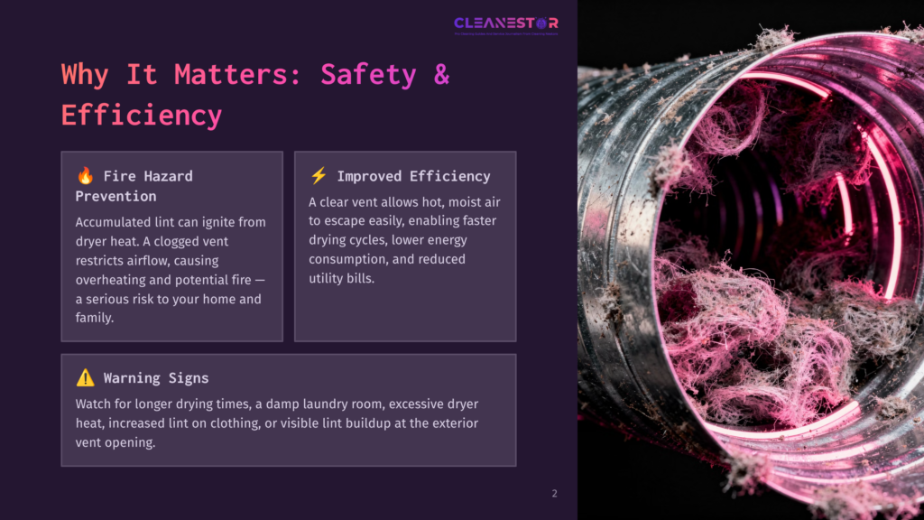 2 Why It Matters Safety And Efficiency Close-Up Of A Clogged Dryer Vent Filled With Pink And Red Lint, Highlighting A Fire Hazard And The Importance Of Dryer Vent Cleaning For Safety And Efficiency.