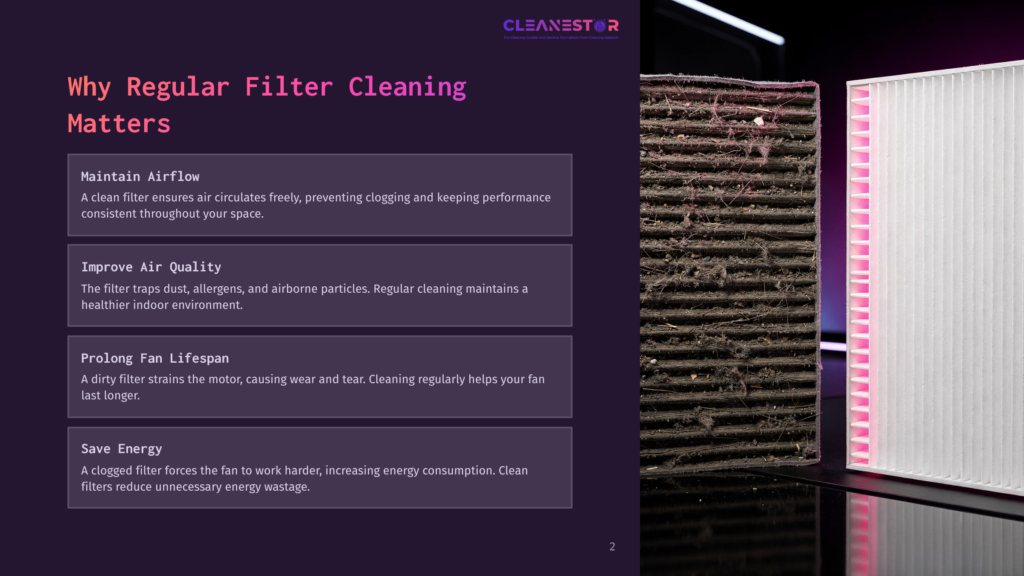 2 Why Regular Filter Cleaning Matters A Side-By-Side Comparison Of A Very Dirty, Clogged Air Filter Covered In Dust And Debris Next To A Clean, White Air Filter With Pink Accents, Illustrating The Importance Of Regular Filter Cleaning.
