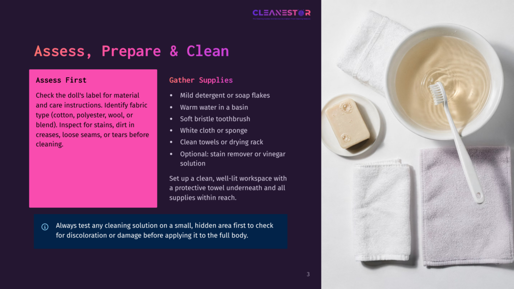 A White Toothbrush Rests On The Edge Of A Clear Basin Filled With Soapy Water, Next To A Bar Of Soap And White Towels, Ready For Cleaning A Doll.