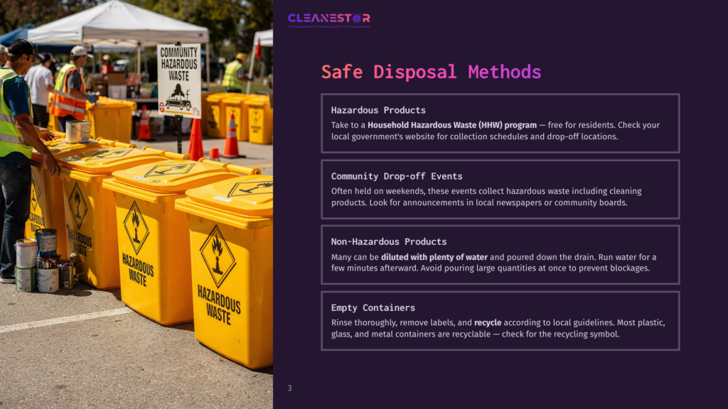 Yellow Hazardous Waste Bins With Hazard Symbols Are Lined Up Outdoors, With People And A Building In The Background. Text On The Bins Reads &Quot;Hazardous Waste&Quot;.