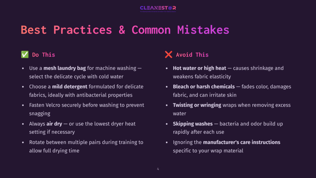 Infographic Titled &Quot;Best Practices &Amp; Common Mistakes&Quot; For Cleaning, With &Quot;Do This&Quot; And &Quot;Avoid This&Quot; Sections Detailing Laundry Care Tips For Delicate Fabrics And Wraps.