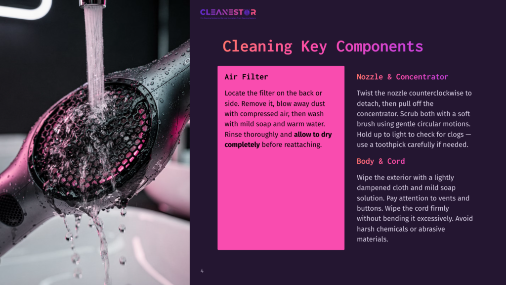 An Image Illustrating The Cleaning Process Of A Vacuum Cleaner, Showcasing The Air Filter And Nozzle, With Water Running From The Nozzle.
