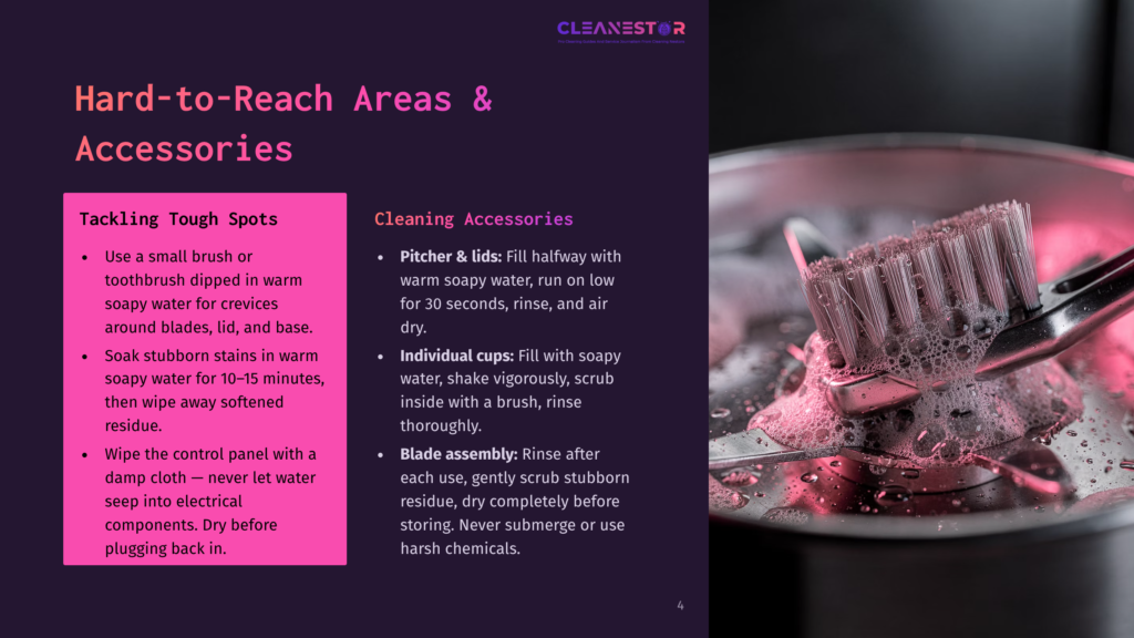Close-Up Of A Scrub Brush With Pink Bristles Cleaning A Stainless Steel Appliance, Covered In Foamy Soap Suds. The Image Is Lit With Dramatic Pink And Red Lighting.