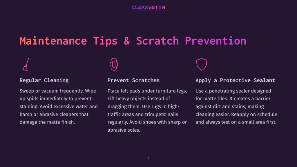 Cleanestor Maintenance Tips And Scratch Prevention For Matte Finishes: Regular Cleaning, Prevent Scratches, And Apply A Protective Sealant.