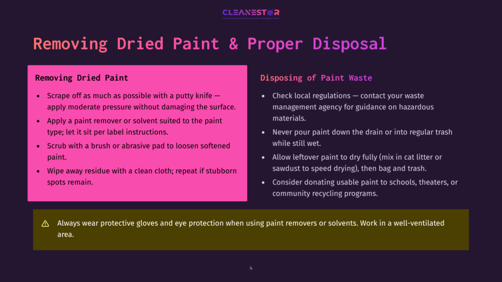 Removing Dried Paint And Proper Disposal&Quot; Graphic With Instructions And Safety Tips For Handling Dried Paint Waste.