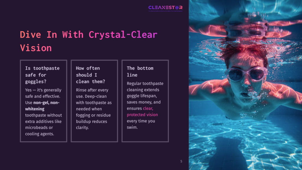 A Man Swimming Underwater With Goggles On, Surrounded By Crystal-Clear Water, Diving Into A Discussion About The Safety Of Toothpaste For Goggles.
