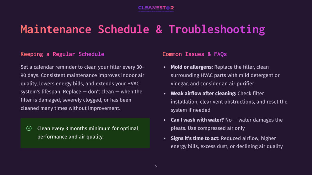 Maintenance Schedule &Amp; Troubleshooting Guide From Cleanestor. Includes Tips For Keeping Air Quality High And Troubleshooting Common Issues Like Mold And Weak Airflow.