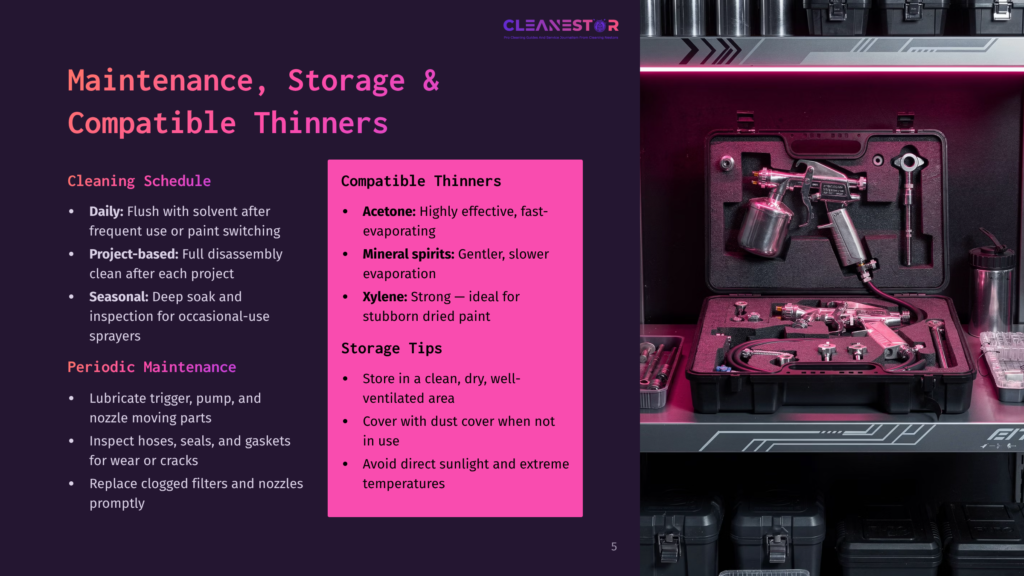 A Black, Professional-Grade Spray Gun Kit With Various Accessories Is Neatly Organized In A Durable, Black Case. The Kit Includes Cleaning Supplies And Thinners, Suggesting Maintenance And Preparation For Painting Tasks.