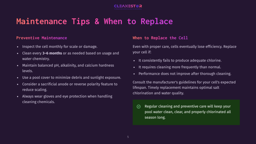 A Maintenance Guide For A Cell With Preventive Tips And Replacement Guidelines, Displayed On A Dark Background With Contrasting Text.