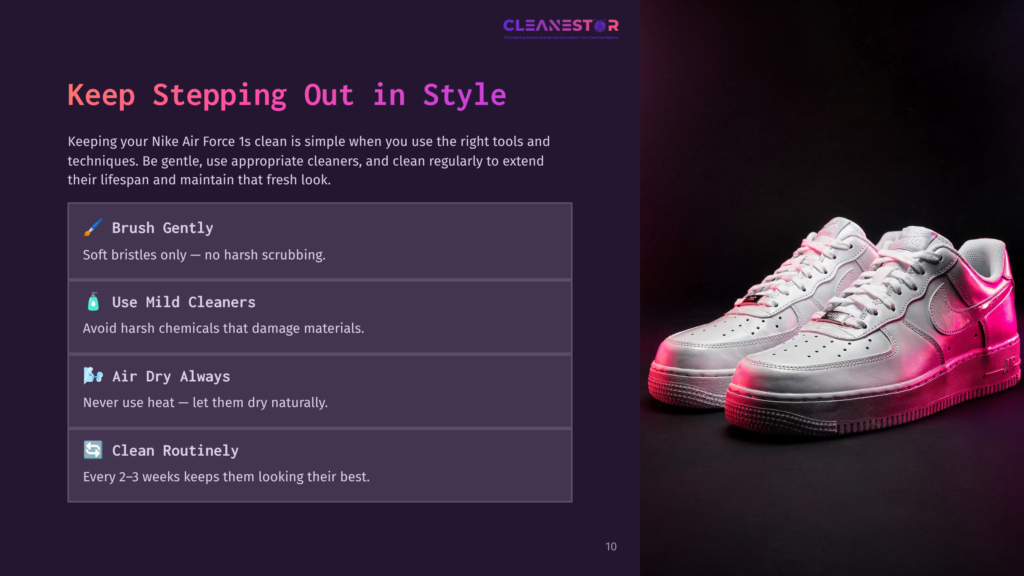 Two Pristine White Nike Air Force 1 Sneakers Are Displayed Against A Dark Background, Illuminated By A Vibrant Pink And Blue Neon Glow. The Image Highlights The Iconic Design Of The Shoes.