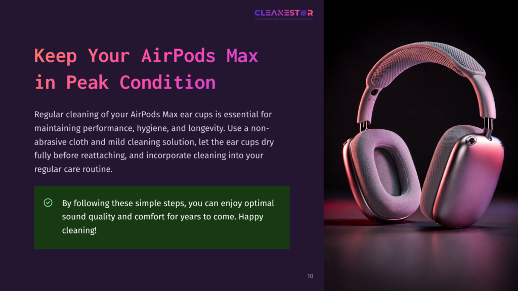 10 Keep Your Airpods Max In Peak Condition Close-Up Of Luxurious Airpods Max Headphones In A Dark, Dramatic Setting, Showcasing Their Premium Design And Craftsmanship. The Text &Quot;Keep Your Airpods Max In Peak Condition&Quot; Is Prominently Displayed.