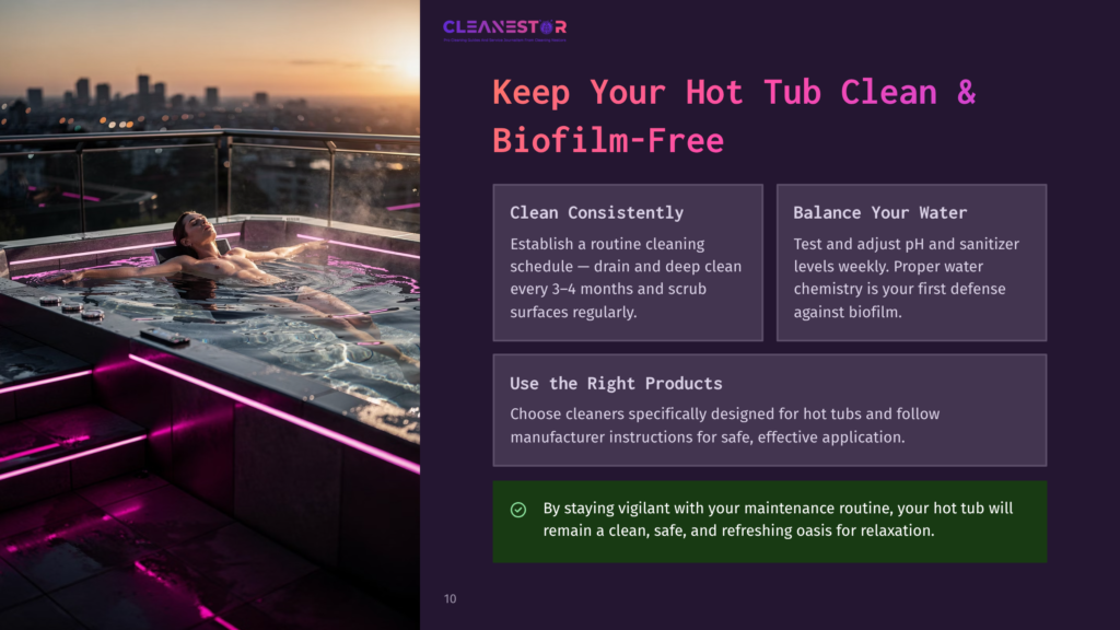 A Woman Relaxes In A Hot Tub On A Rooftop At Sunset, With City Skyline In The Background. The Hot Tub Features Vibrant Pink Led Lighting.