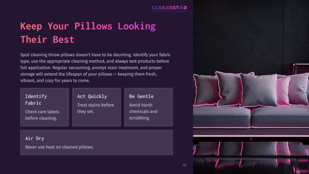 10 Keep Your Pillows Looking Their Best Three Plush Pillows In Shades Of Pink And White Sit On A Dark Grey Sofa, Illuminated By Neon Pink Light. The Pillows Are Arranged Neatly, Creating A Cozy And Modern Aesthetic.