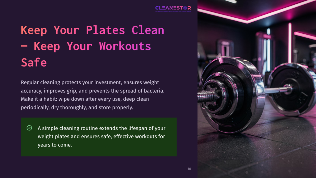 Close-Up Of A Heavy Barbell Weight Plate With Chrome Accents In A Gym Setting, Emphasizing Clean Workout Equipment For Plate Maintenance.