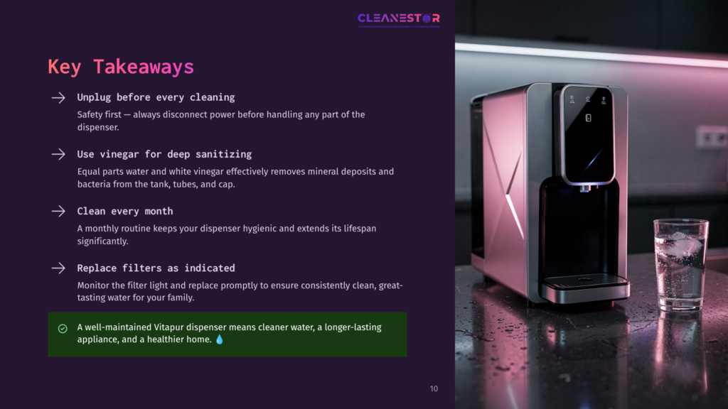 A Sleek, Modern Water Dispenser With A Digital Display Sits On A Dark Countertop, With A Glass Of Ice-Filled Water Next To It. The Background Shows A Dimly Lit, Contemporary Kitchen With Purple Ambient Lighting.