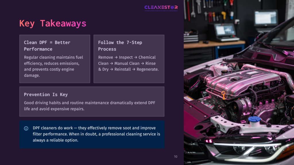 Cleanestor Dpf Cleaning Service: Key Takeaways On Better Performance, 7-Step Process, And Prevention Is Key. A Clean Diesel Particulate Filter (Dpf) Ensures Efficiency, Reduces Emissions, And Prevents Engine Damage.